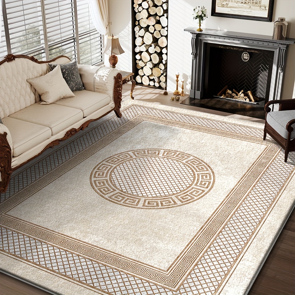 TEMU Velvet Nordic Bohemian Retro Tropical Style Carpet, Cultural Atmosphere To Room, Home Large Machine Washable Soft Indoor Carpet, Luxurious Retro
