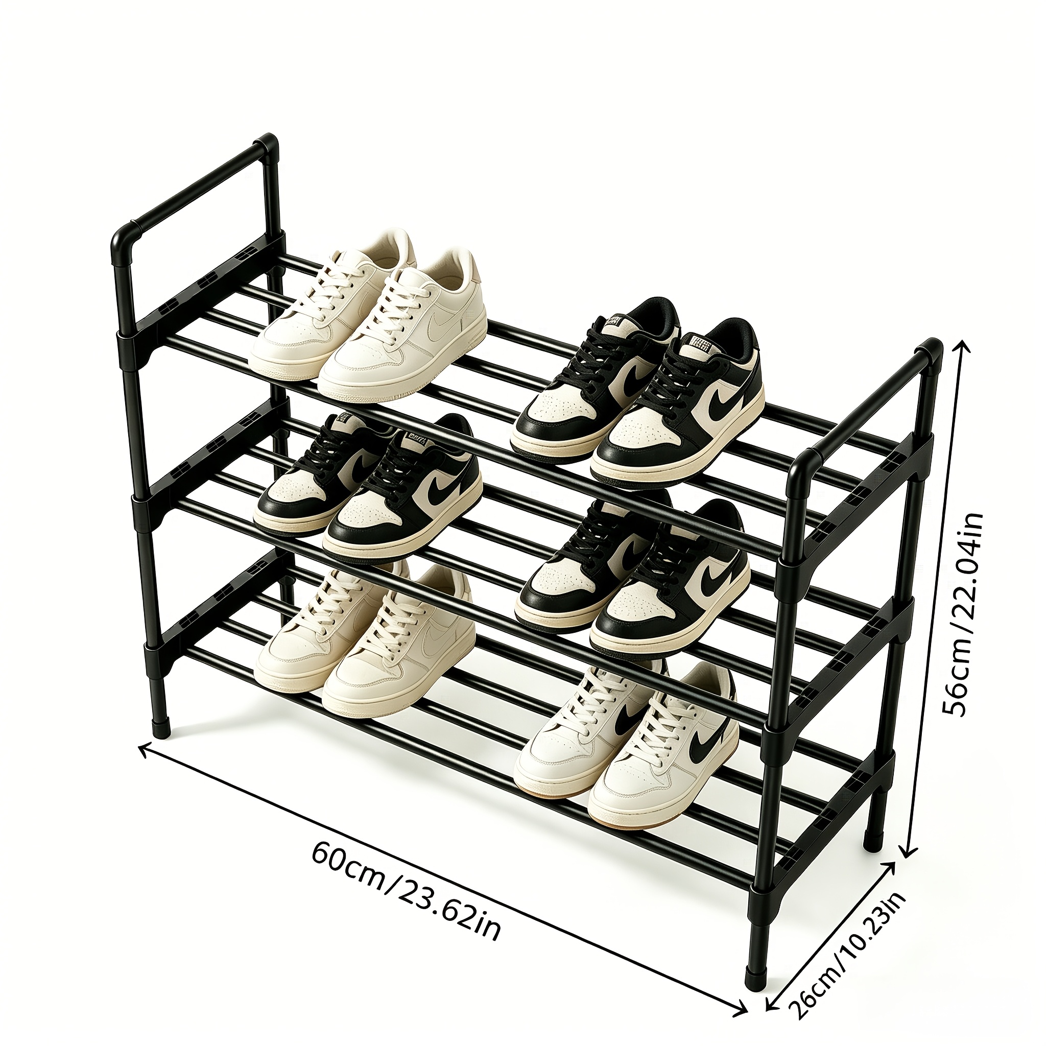 TEMU 3-layer 4-metal-tube Freestanding Shoe Rack Home Storage Shoe Cabinet Multifunctional Storage Rack Thickened Metal Tube Not Easy To Four-corner