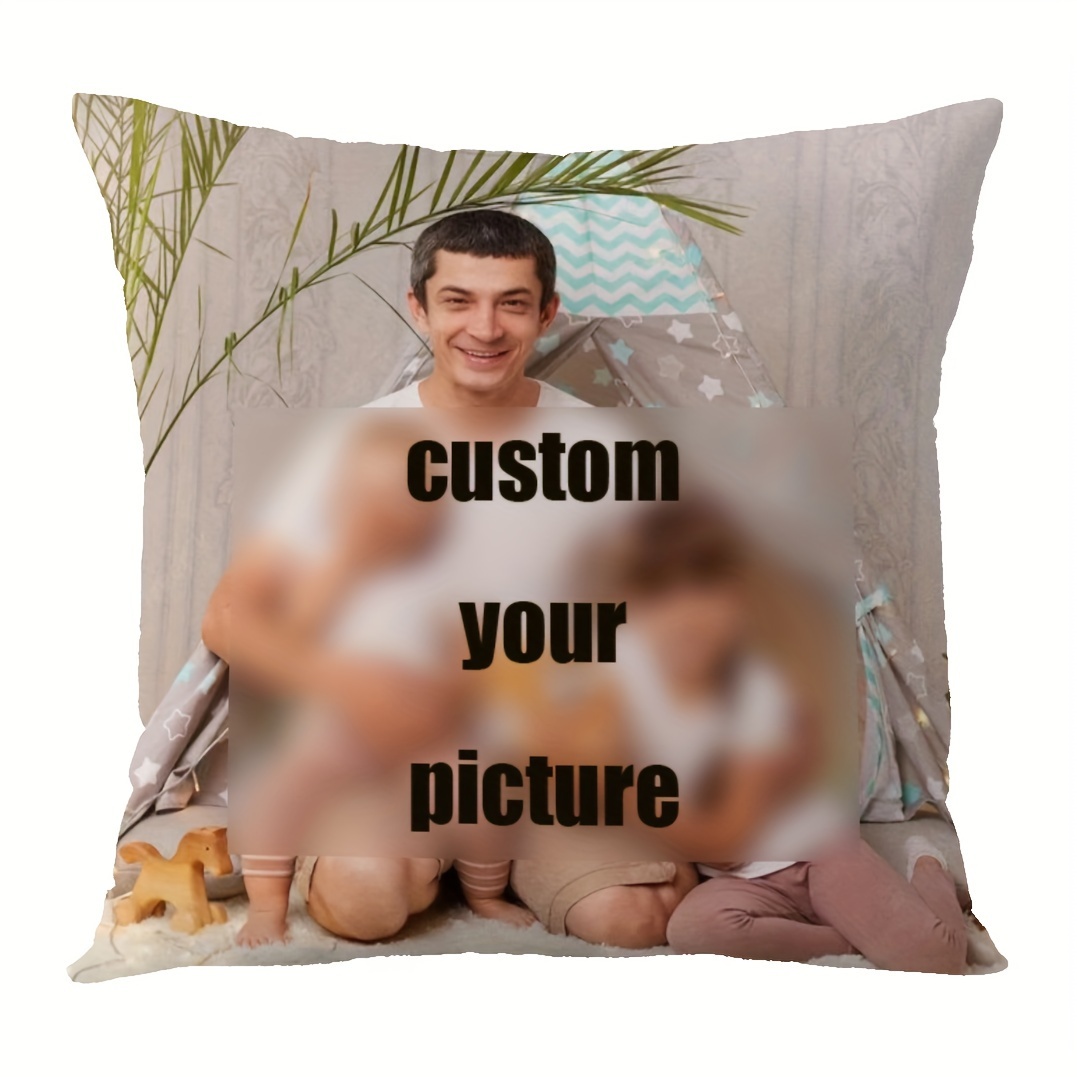 

1pc, Single-sided Printing Super soft short Plush Throw Pillow 18x18 Inch Family Photo Custom Personalized Throw Pillows A Meaningful Souvenir Gift(no Pillow Core)