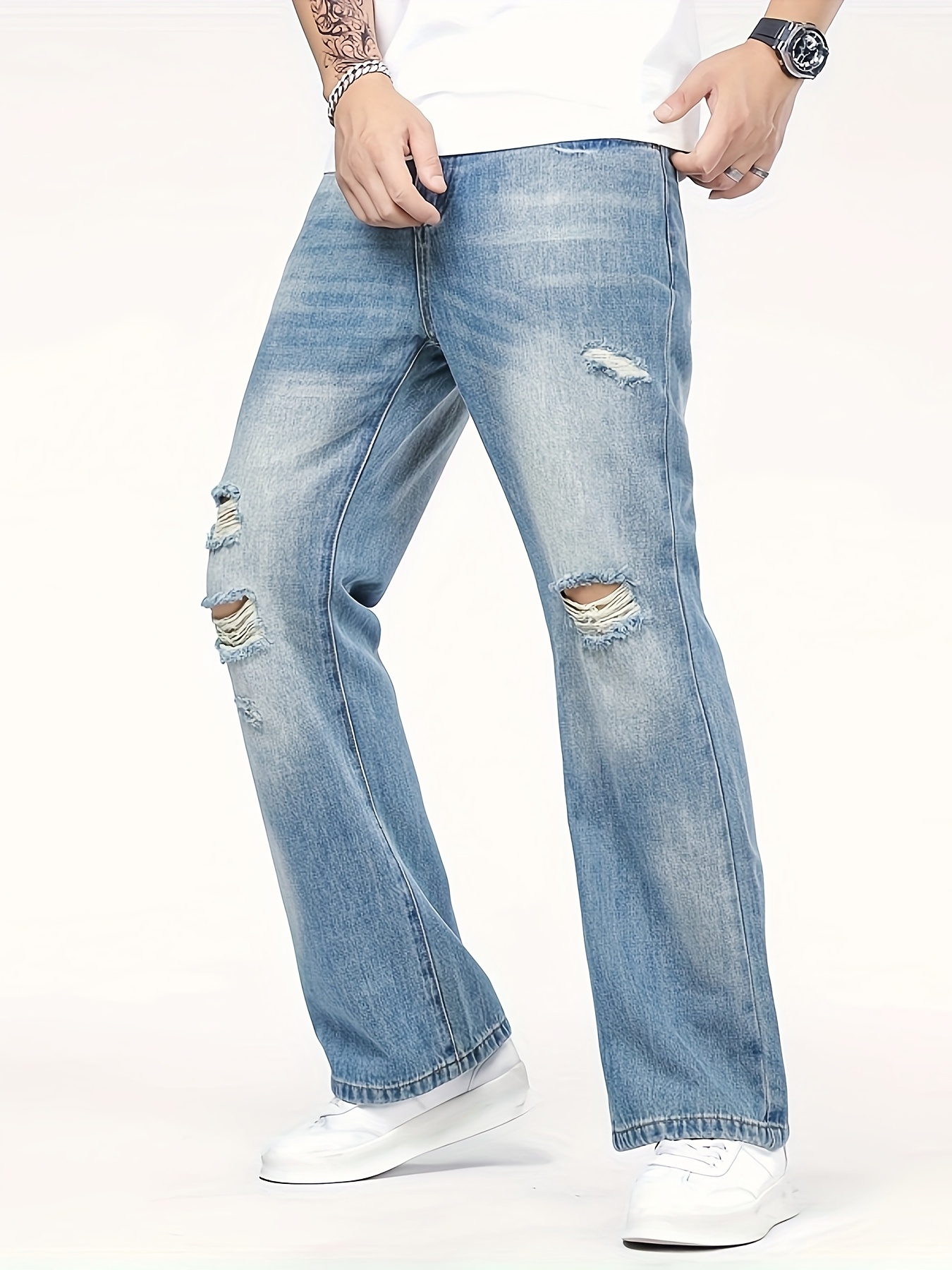 Pantalon Jeans Homme évasé (patte D'éléphant) Vintage - Coupe Slim Fit, Taille Régulière, Bleu, Neuf Avec étiquette