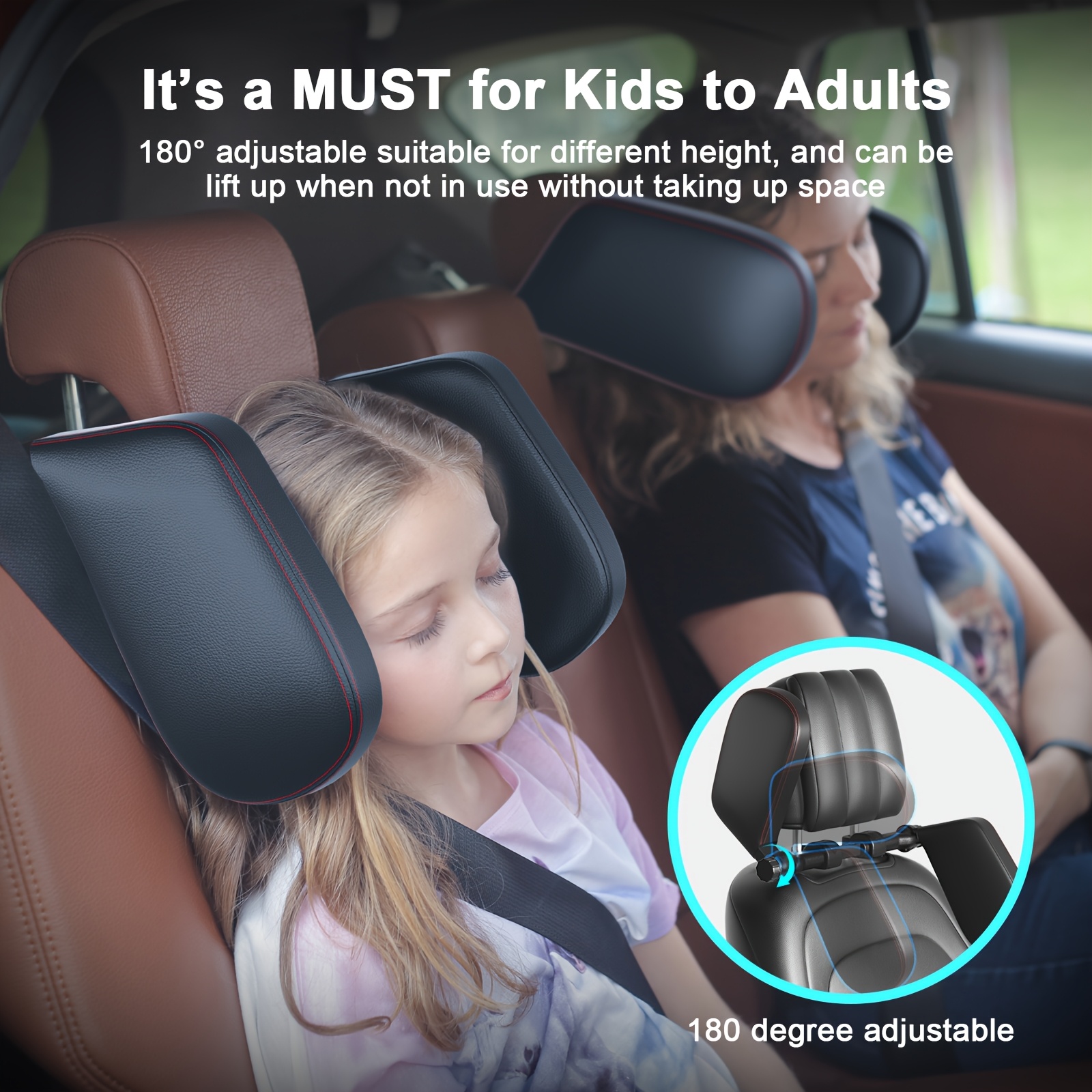 car headrest pillow   extended edition sleeping head and neck support for rear seat   Product details 0