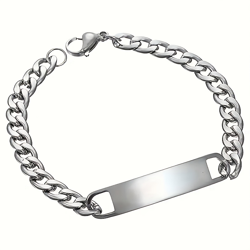 Hip-hop Stylish Men's Engravable Geometric Pendant Bracelet, Casual Party Versatile Accessory