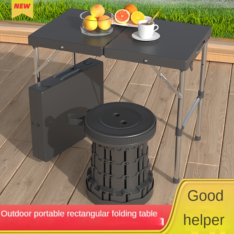 

26.7inch Folding Card Table, Outdoor Foldable Small Portable Plastic Dining Picnic Table W/handle, Black