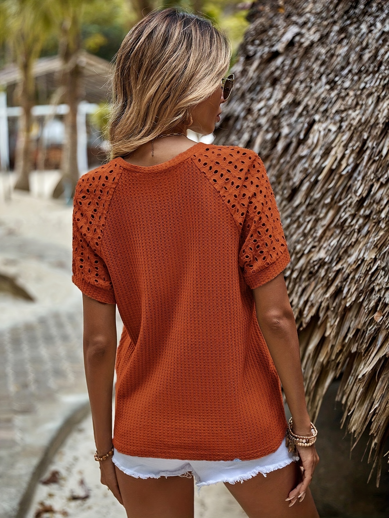 Women'S Hollow Short-Sleeve T-Shirt