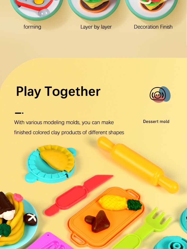 Luxueuze klei twee-in-een kleurrijke deeg keuken creatieve voedsel speelgoed set, inclusief burger en noodle maker, vormgevingsgereedschap accessoires en 24-kleur deeg set, geschikt voor meisjes en jongens van 3+ jaar oud kunst ambacht cadeau