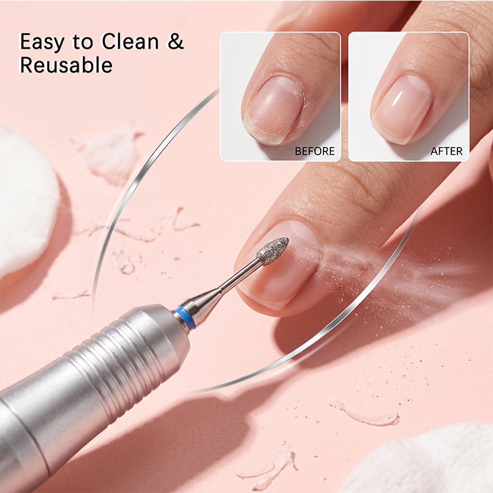 Nail Drill Bits Oval & Cylinder Cuticle Clean Bits, Fine Grit