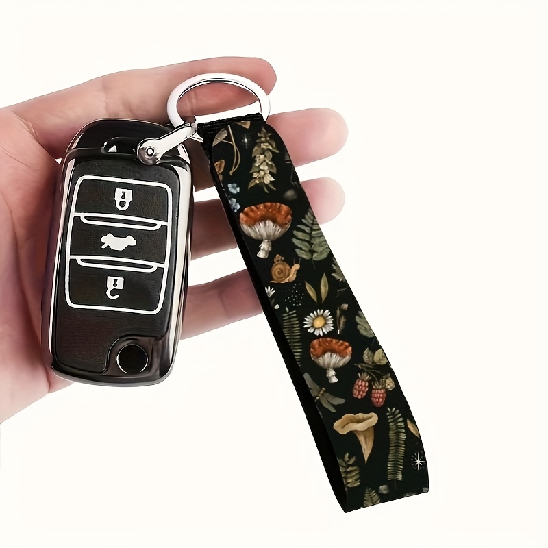 Wrist Keychain With Mushroom Pattern, Synthetic Rubber Non-woven Key Ring, Suitable For Cars, Cameras, Backpacks, Mobile Phones And , Unisex