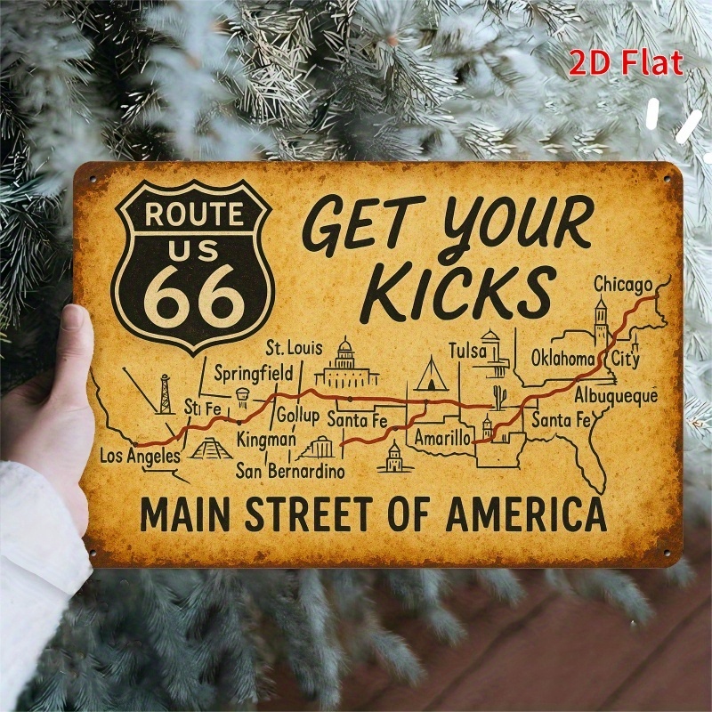 TEMU 2D - [2D ] Letrero de Pared Metálico Vintage 66 - 20.32X30.48 Cm Placa Americana Retro con de Ciudades y Estados, para Decoración , Jardín,