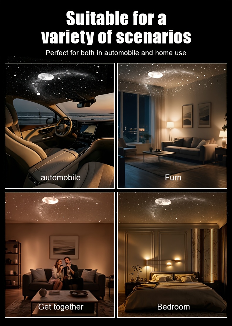 usb starry sky projection wall light with adjustable hose moon and   of stars ambient lamp details 11