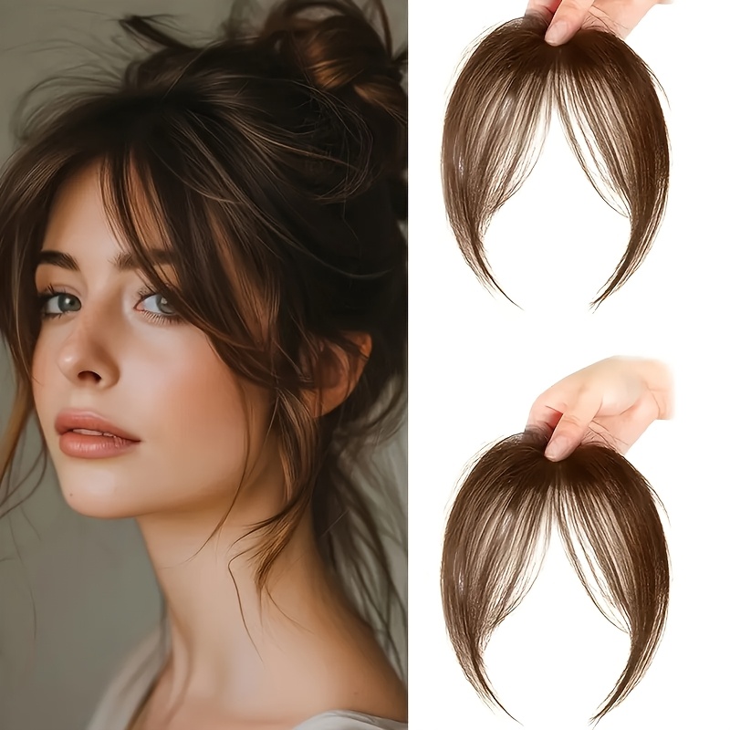 TEMU 1pc Women's Clip-on Straight Hair Bangs With High-temperature Fiber - 8-inch Look , -in For Short Hair, Daily Wear & -resistant Temporary Bangs