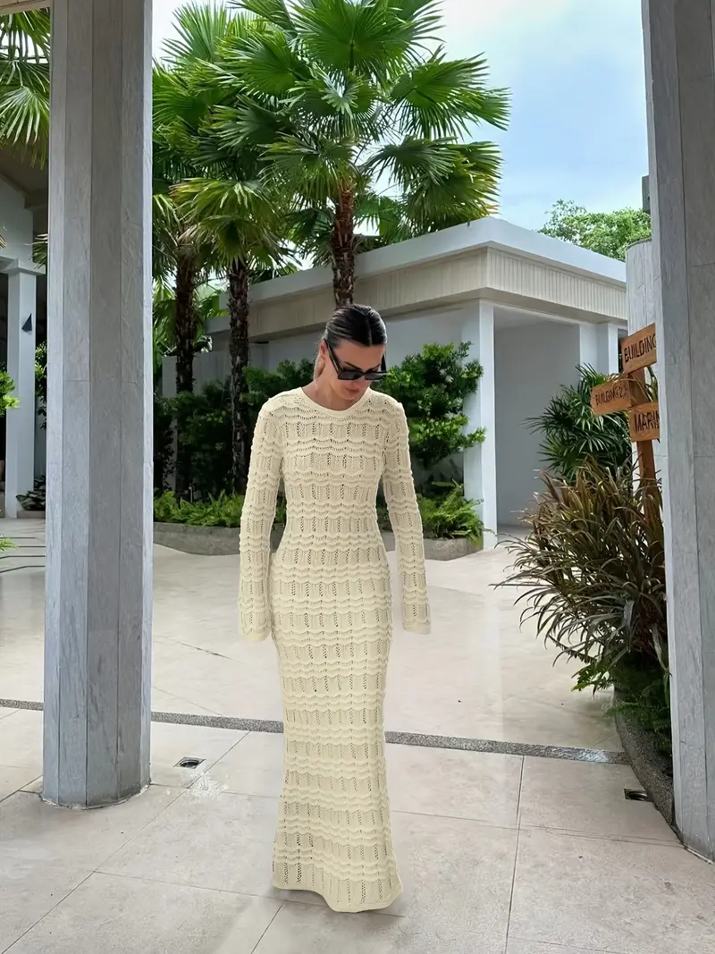 long sleeve lace up maxi dress Long Sleeve Lace Ruffle Maxi Dress Nude