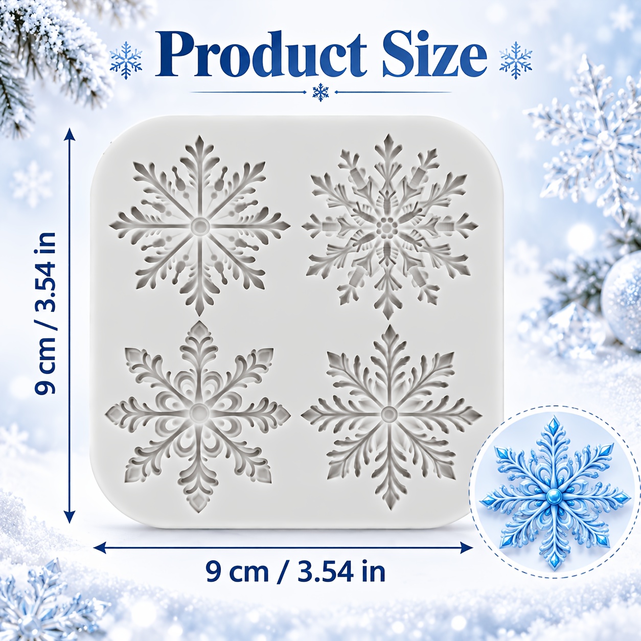 TEMU 1pc Christmas Snowflake Silicone Mold, Candle Mold, Soap Mold, Resin Molds, Diy Soft Pottery Clay Drop Glue Decorative Mold, Moldes Para Velas,