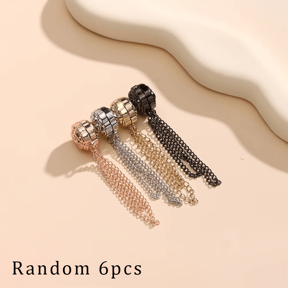 TEMU 6pcs Random Color Camellia Clothing Set, Metal Durable Material, Integrated With Functions Such As Shortening Garment Length, Extending Hem,