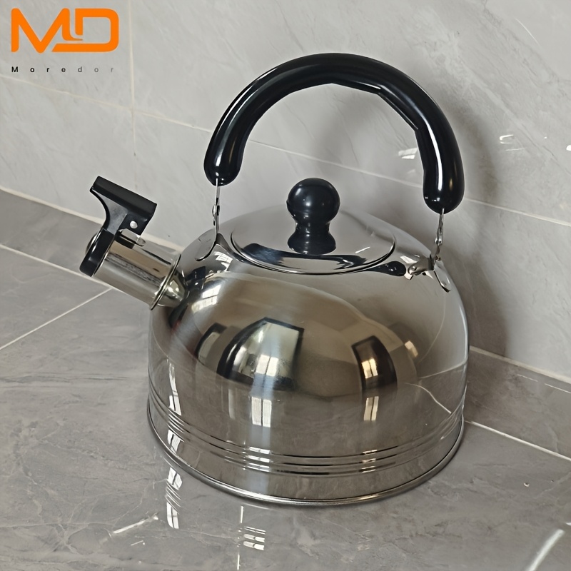 Image of 1 X 3l Stainless Steel Kettle - Compatible With All Stove Types -large-capacity Kettle For Home & Commercial Use, Ideal For Outdoors And Settings - Styles (rolled Rim Or ); At Random