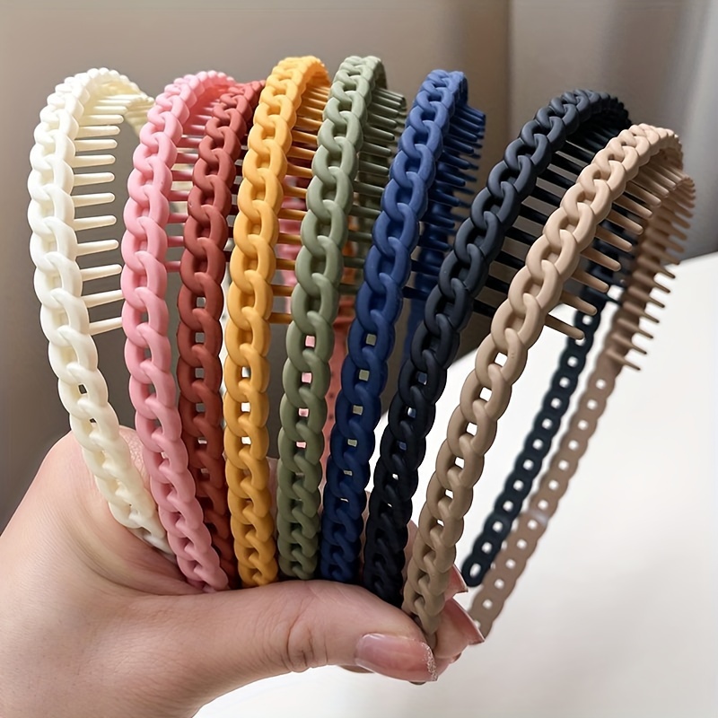 

8pcs Vintage Solid Color Head Bands With Teeth Non Slip Hair Hoops Trendy Hair Accessories For Women And Daily Use Daily Uses