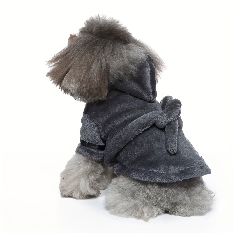 Image of Pet Bathrobe Pajamas For Small Breeds - Soft Knit Fabric Polyester Robe With Snap Button Closure - Comfortable Indoor Lounge Wear For French Bulldogs And Similar Sized Pets