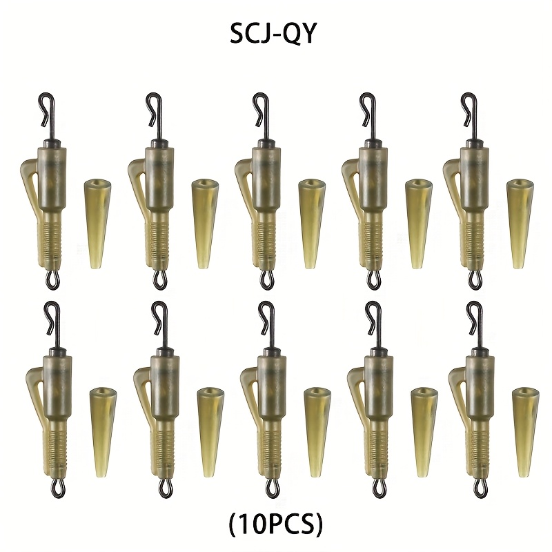 TEMU Ensemble de 10 pinces de pêche : pinces de sécurité pour la pêche à la , accessoires de montage pour la pêche à la - : pinces de ligne, anneaux