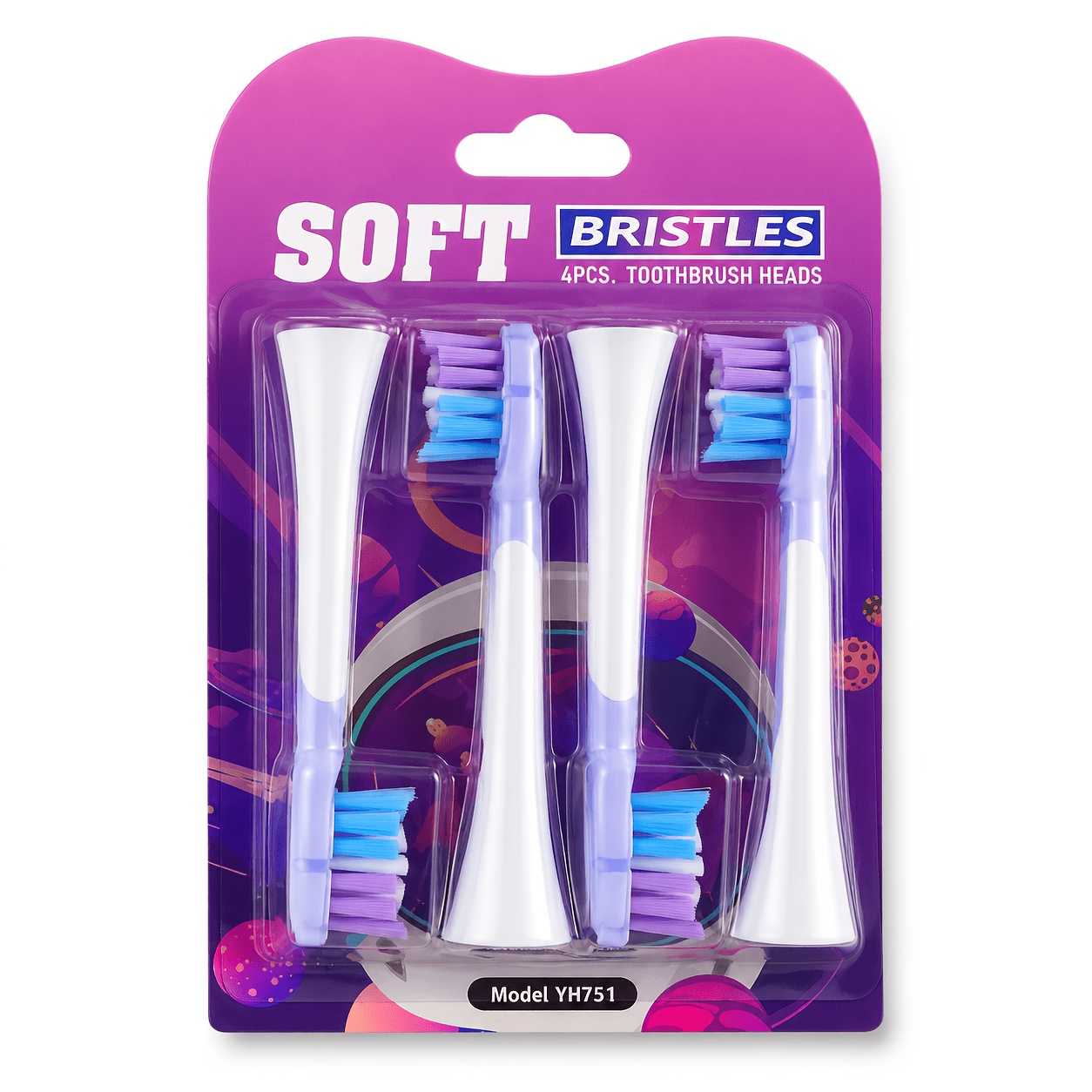 4-Pack Soft Bristle Electric Toothbrush Replacement Heads