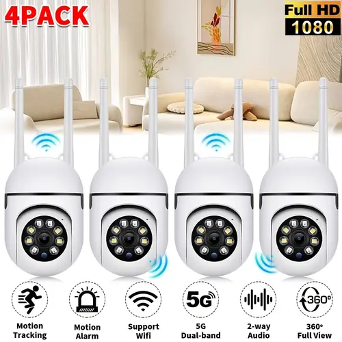 4pcs ultra hd 1080p wireless security cameras with motion tracking dual band wifi 5g indoor outdoor home surveillance system with intercom night compatible with ios ideal for pet monitoring security cameras for home
