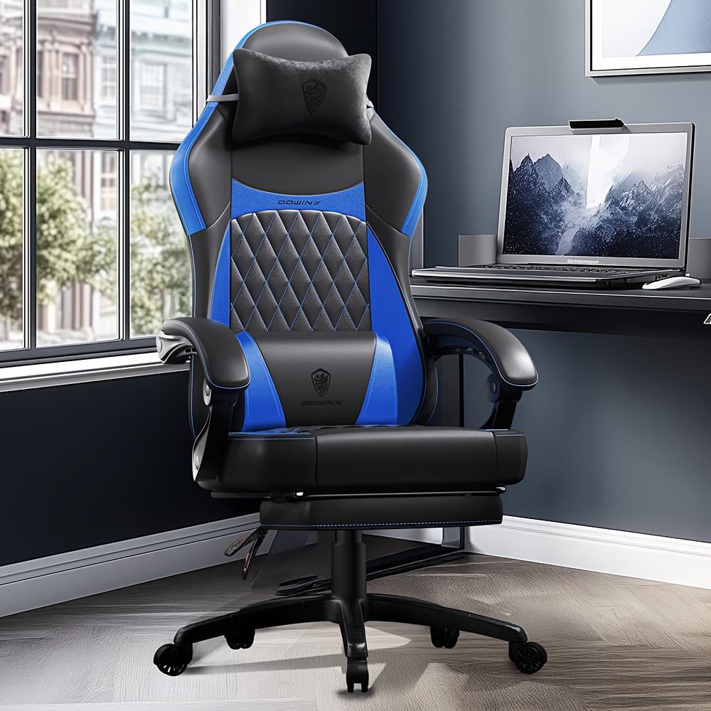 Ergonomic Gaming Chair With Cushion And Lumbar Support - High- Chair With Adjustable Footrest, Supports Up To 300 Lbs, In Stylish Black And Other Colors, For The In Comfort