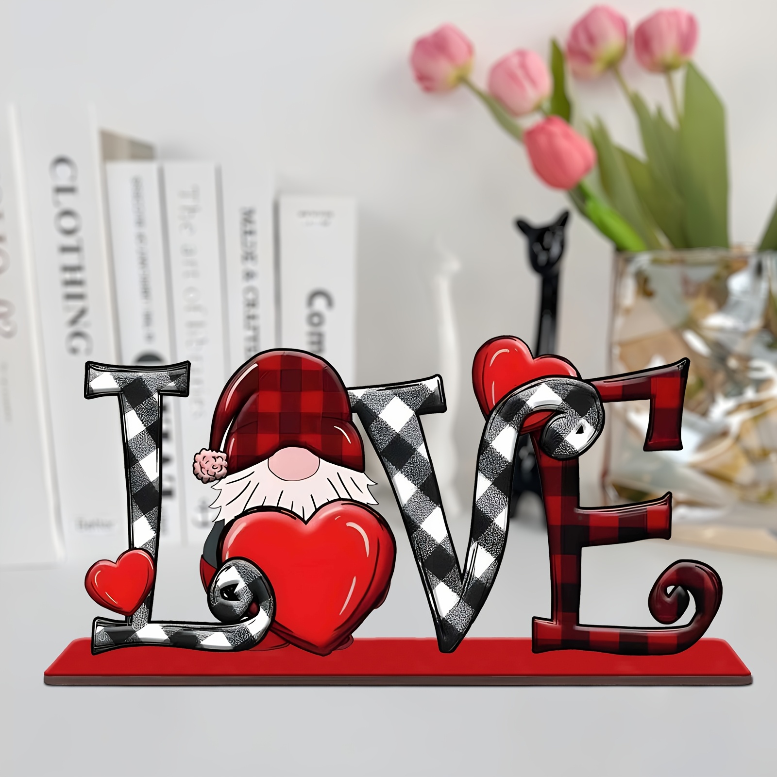 

'love' Wooden Sign - Valentine's Day Table Centerpiece, Detachable Decor For Home & Outdoor Parties