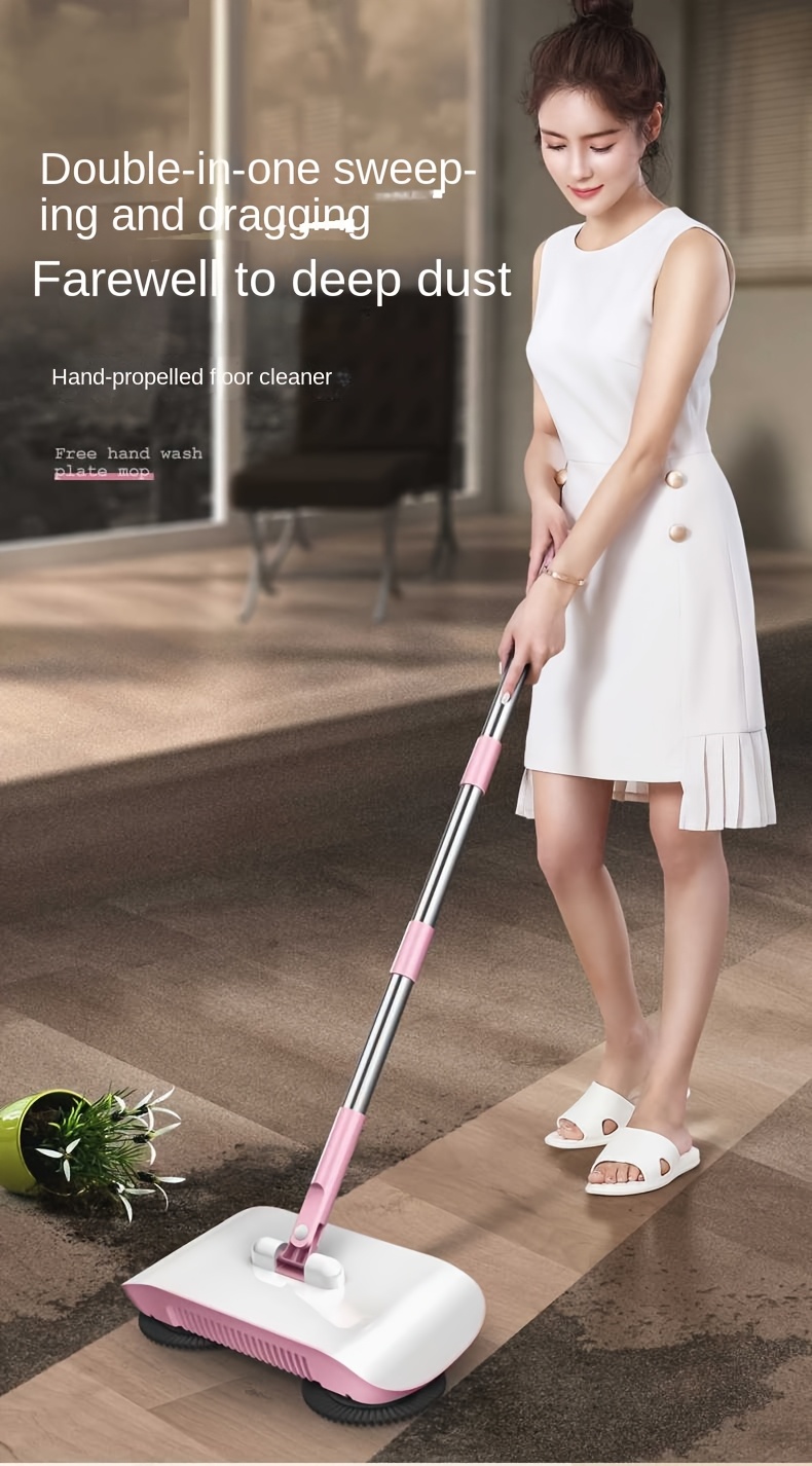 a manual sweeping machine for home use that combines sweeping and mopping in one featuring a broom and dustpan set a broom tool details 1