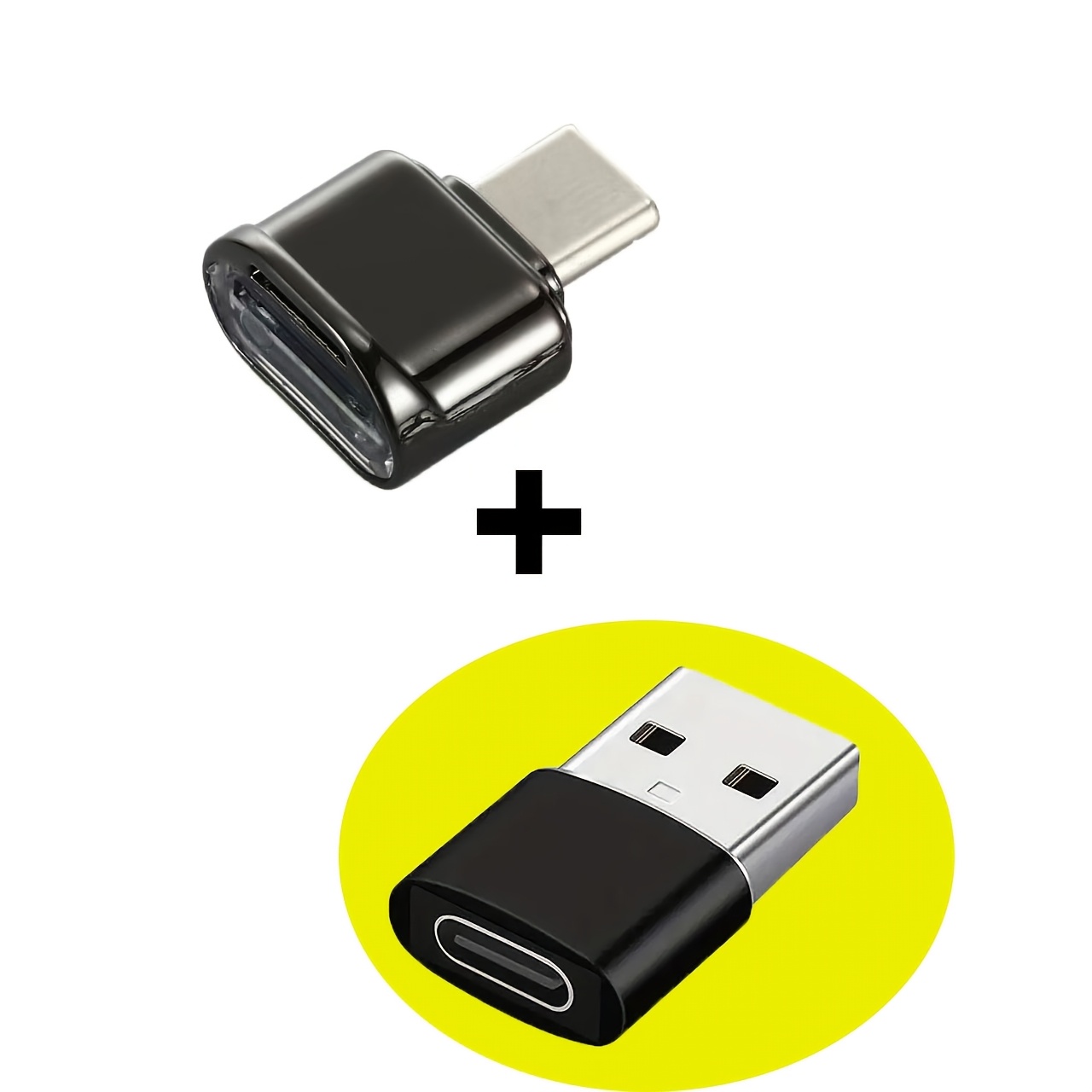 TEMU Paquete de 2 lectoras de tarjetas TF, lectora de tarjetas externa, adaptador USB C a USB, adecuado para iPhone 17/17 Pro y otros teléfonos