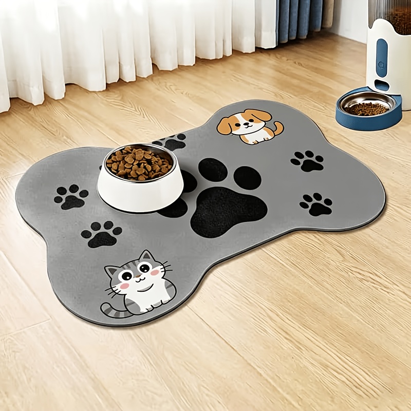 TEMU Tappetino per alimentazione animali domestici con stampa cartone animato e cane - Tovagliette a forma di e a di fuoriuscite - Tappetino