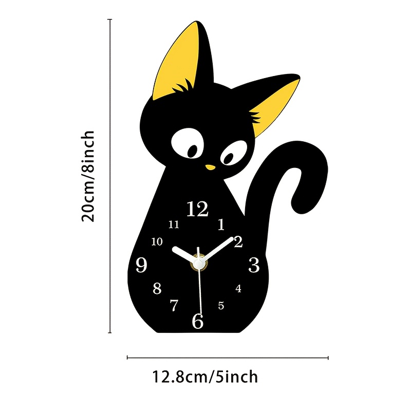 TEMU 1pc, Creative Cartoon Cat Desktop Clock, Fresh Home Decoration, Silent Wall Clock, No Ticking. Suitable For Decorating Clocks In Living Rooms,