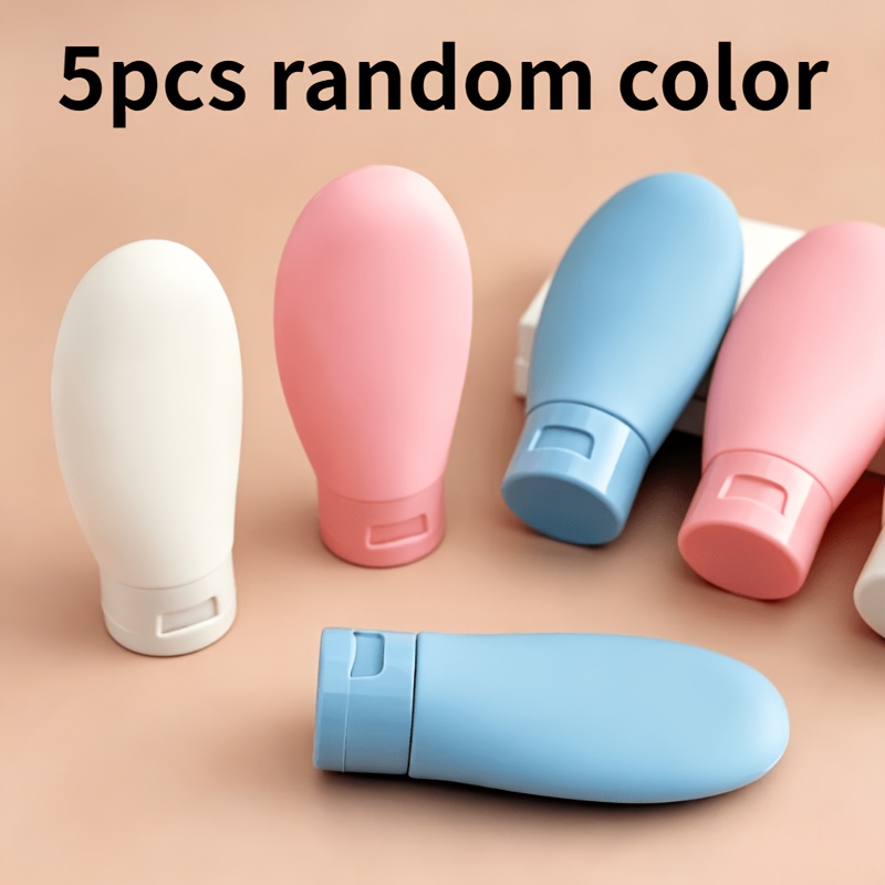 TEMU 5pcs Random Color Leak-proof Travel Bottle - Refillable & Squeezable For Shampoo, Lotion, Toiletries | Formaldehyde-free Plastic, Hand Wash Only