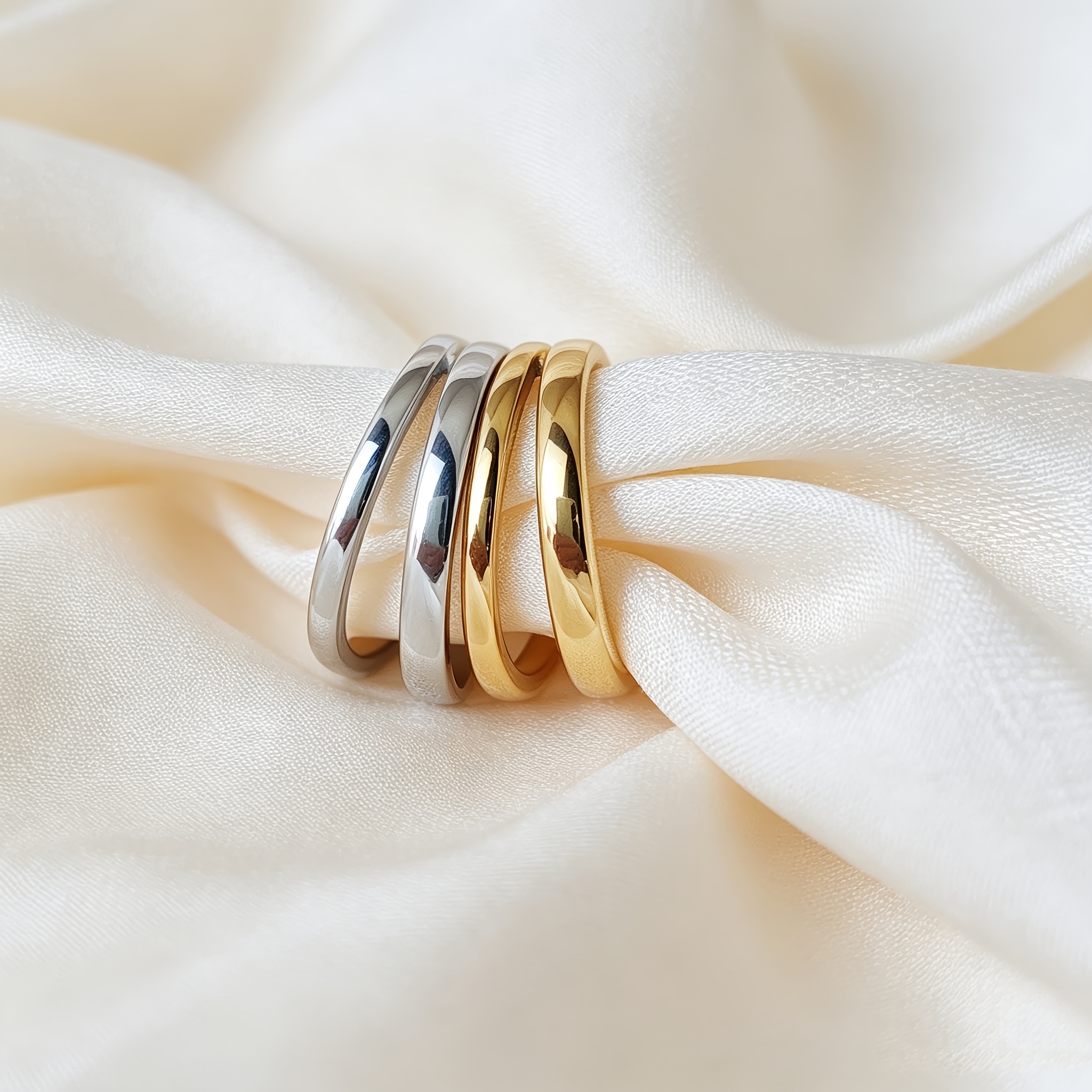 Double-Layer Interlocking Open Ring, Elegant Design