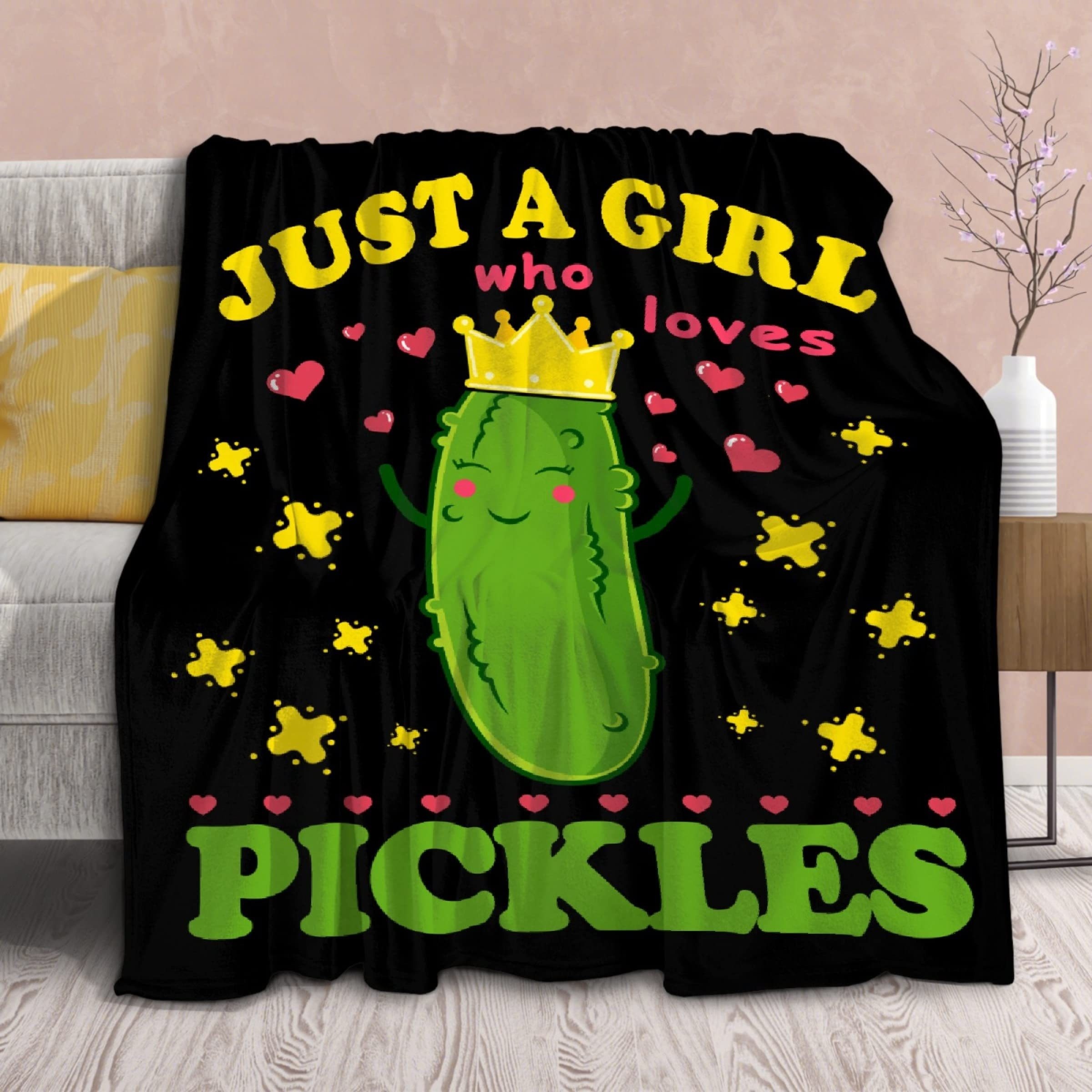 

1 Pcs Pickle Blanket Funny Gift Comfy Plush- Who Loves Pickles Throws Food Lightweight Sheet Super Soft Flannel Blankets For Bedding Sofa