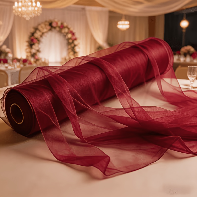 TEMU 1 Rouleau de 8 Mètres de Tulle Rouge , Idéal pour , Décorations de Mariage, Décoration de Fête Saint-Valentin, Installation de Scène, Cérémonie