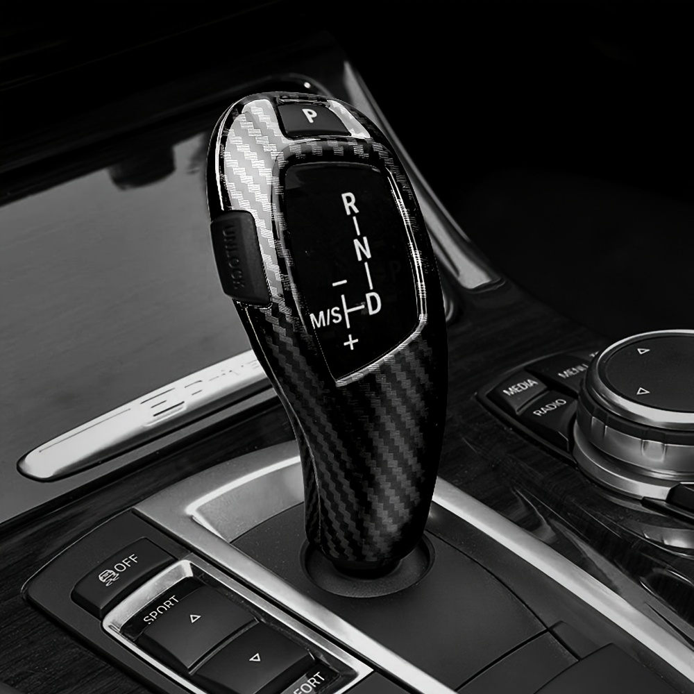 TEMU 1pc Resin Carbon Fiber Shift Knob Cover For X5 X6 E70 E71 (2008-2017) - Interior Gear Stick Head Protection Trim