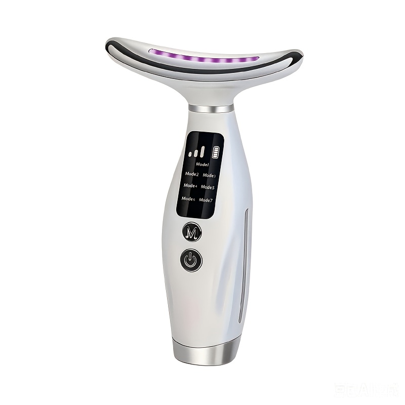 Image of 7-mode Led Device, Portable Beauty Tool, Neck And Face Skincare Maintenance, With Color Changing And Vibration Function, Suitable For Men And Women At Home And Travel, Usb Rechargeable