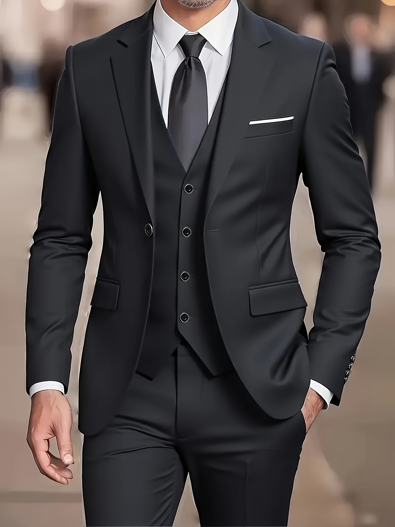 Men'S 3pcs Suit, Including a Blazer, Vest, And Trousers, Stylish And High-Quality.