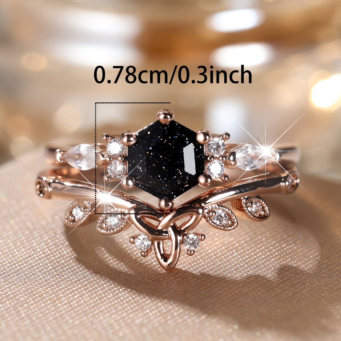 Unisex Black Synthetic Zirconia Inlaid Elegant Ring, Versatile Gift