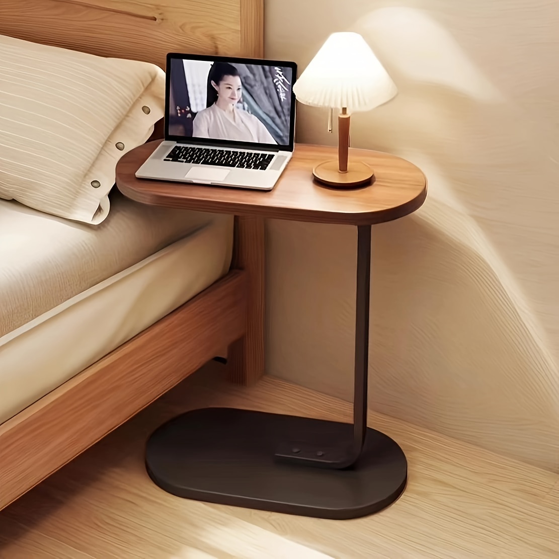 طاولة جانبية خشبية أنيقة على شكل   مع ارتفاع قابل للتعديل - تصميم آرت ديكو حديث، أرجل معدنية قوية لغرفة المعيشة والاستخدام الخارجي التفاصيل 5