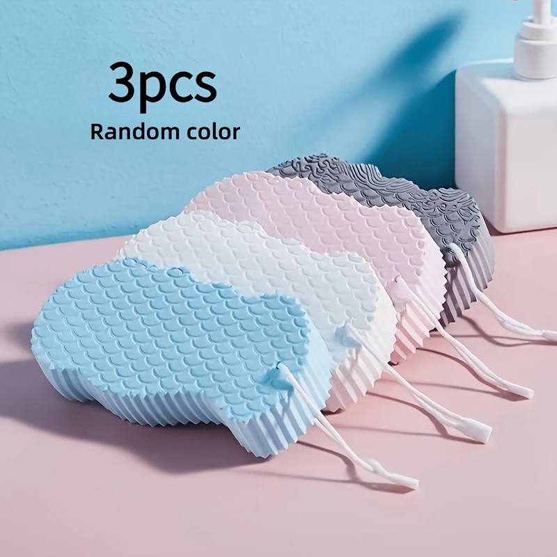 Image of 3-pack, Random Colors, Soft Bath Cleaning Sponges. Gently Dirt, Exfoliate And Skin With Massaging Cleansing Effect. Suitable For Showering And Bathing, Designed For People Gentle Skincare