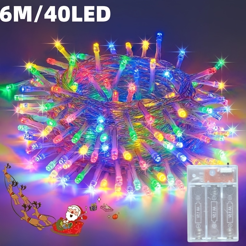 TEMU Multicolor Christmas Lights Battery Operated, 20ft/33ft 40/80 Led Colorful String Lights, Indoor Outdoor Fairy Lights For Christmas Tree Bedroom