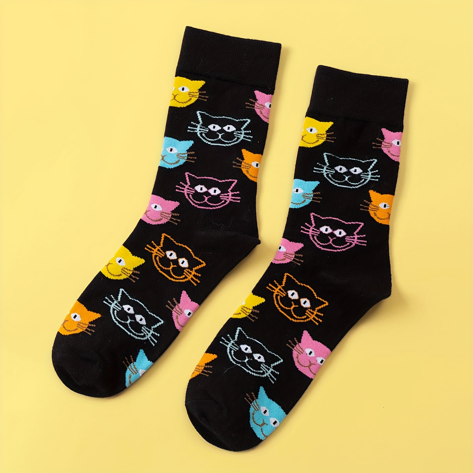 E-shop 1 Paar Damen Lustige Katzen-Socken mit Kätzchen-Gesicht & Pfotenabdruck – Bequeme Novelty-Socken für Katzenliebhaber, Geschenke, Partys &