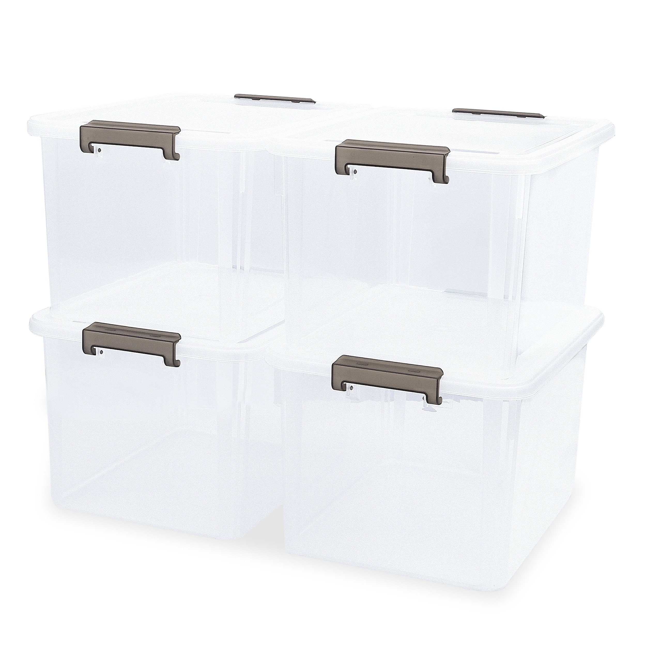 

32 Qt Plastic Storage Bins With Latching , For Organizing, Large Clear Storage Box For Garage, Closet, Classroom, Kitchen, Office Storage Cabinet