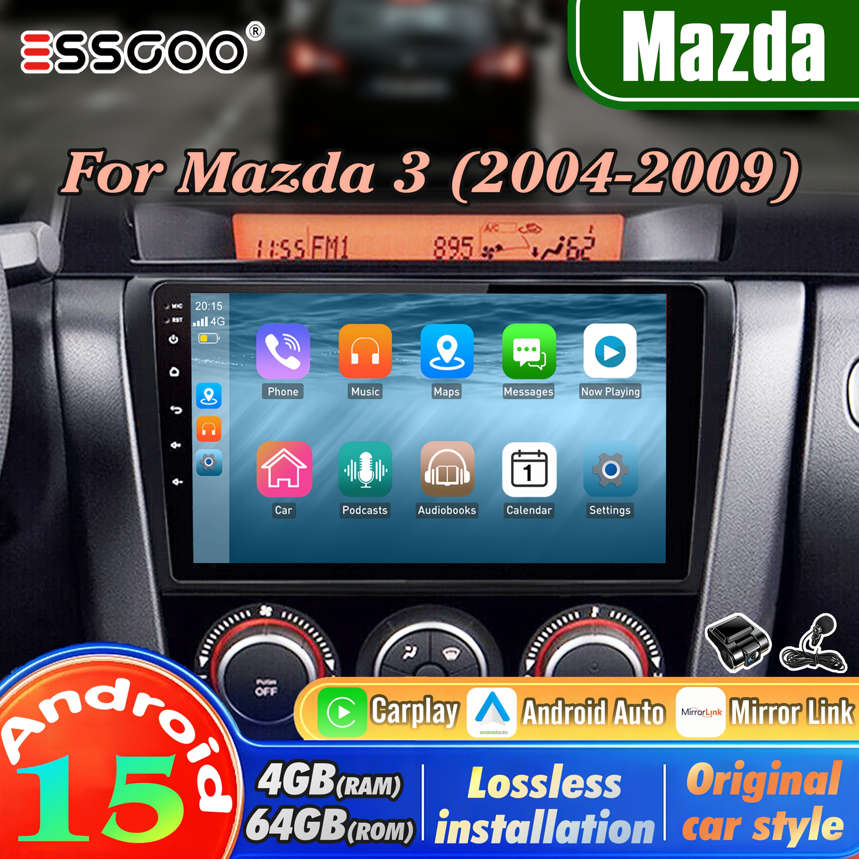 Image of Essgoo 15 For 3 (2004-2009) | 9" Ips Touchscreen | & Auto | 4+64gb Storage | Steering Wheel Controls (swc) | Asp Sound & Fm Rds | Wifi & | Style Fit |
