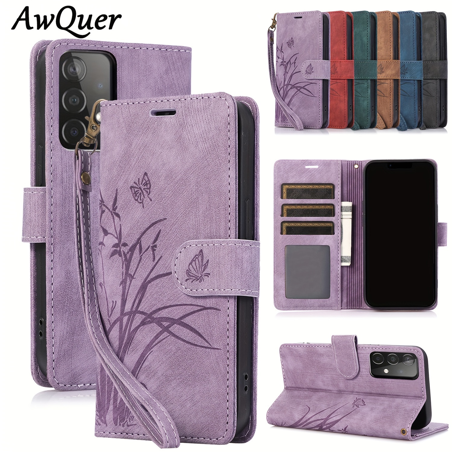 

Flower Flip Case For Samsung Galaxy A25 A15 A05 A54 A34 A24 A14 A04 S A04e 4g 5g Lanyard Pu Leather Wallet Card Slot Stand Magnetic Phone Cover