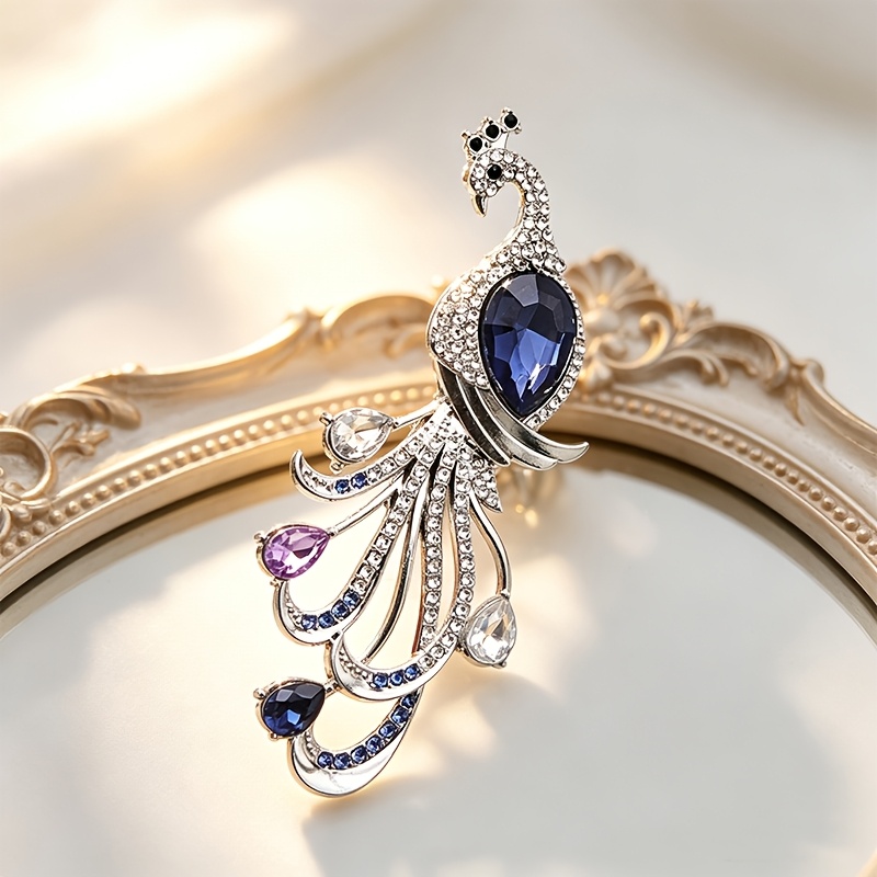 TEMU 1pc Retro Peacock Brooch, Elegant All-match Flower Pin, Suitable For Dates, Vacations, Banquets, Parties, Decorating Women's Dresses And Shirts