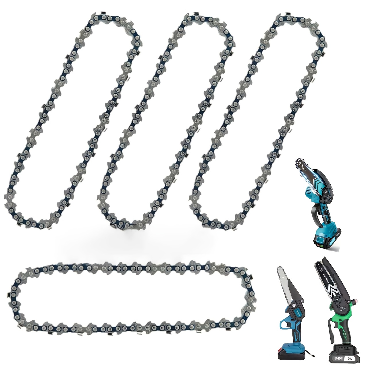 TEMU 4pcs 6 Inches Mini Chainsaw Chains, Set Of 4, 6'' Cordless Chainsaw Blade Chain Replacement For Tree Trimming, Courtyard, Patio, Gardening