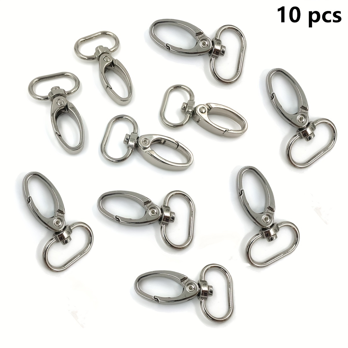 Image of 10pcs Oval Ring Lobster Rotary Belt Push Door Lobster Rotary Fashion Clip, Rotary Spring Hook For Shoulder Strap Purse