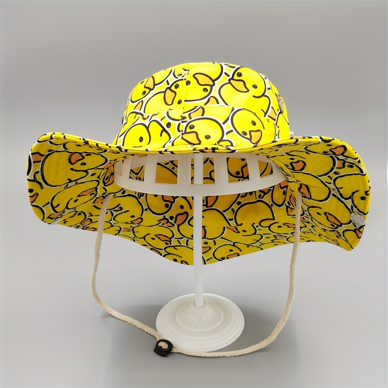 

Reversible Wide Bucket Hat With Cute Print - Foldable, Sun-protective Polyester Cap For , Ideal For