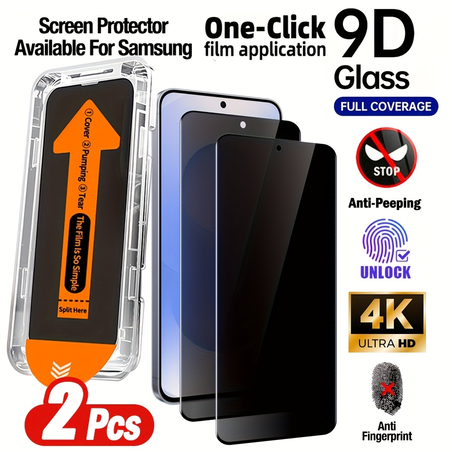 2 pezzi pellicola   in vetro temperato privacy con eliminazione   della   per for samsung for galaxy s25 6.2 pollici copertura completa -  pellicola in vetro temperato senza bolle facile installazione durezza 9h kit di installazione facile compatibile con for galaxy s25