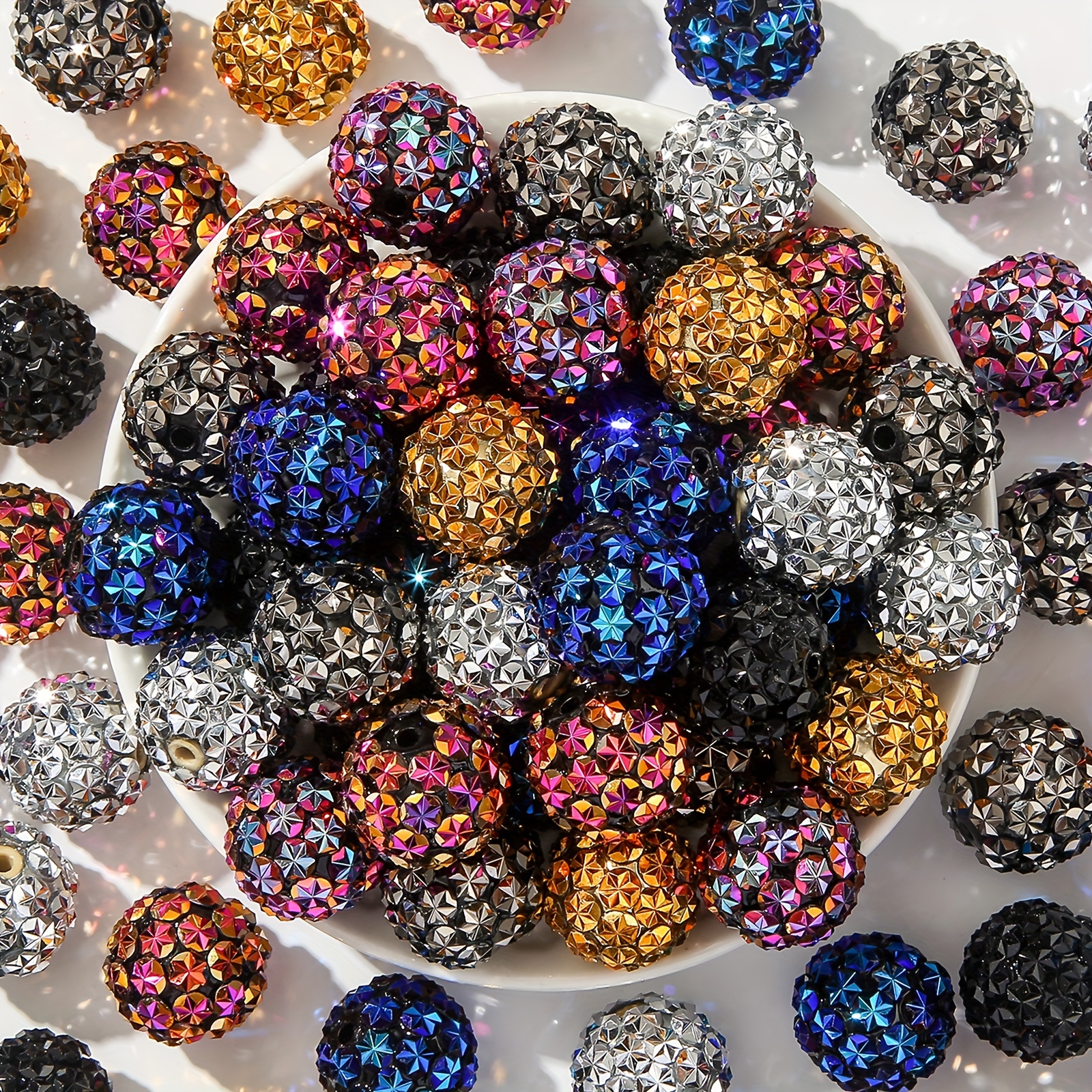 

20/50pcs Shine Disco Ball Beads, 20mm Bubblegum Beads, Ab Color Beads, Color Crack Beads For Pen Bag Jewelry Making Necklace Bracelets